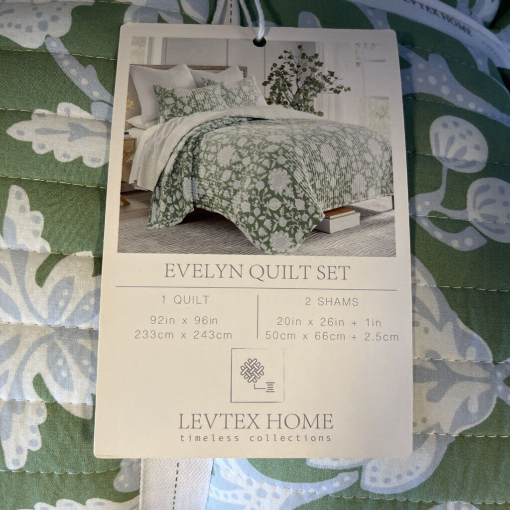 Evelyn Jacobean Floral Rayon Quilt Set -Queen