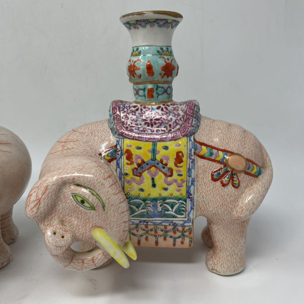 Set of 2 Vintage Asian Elephant Candleholders