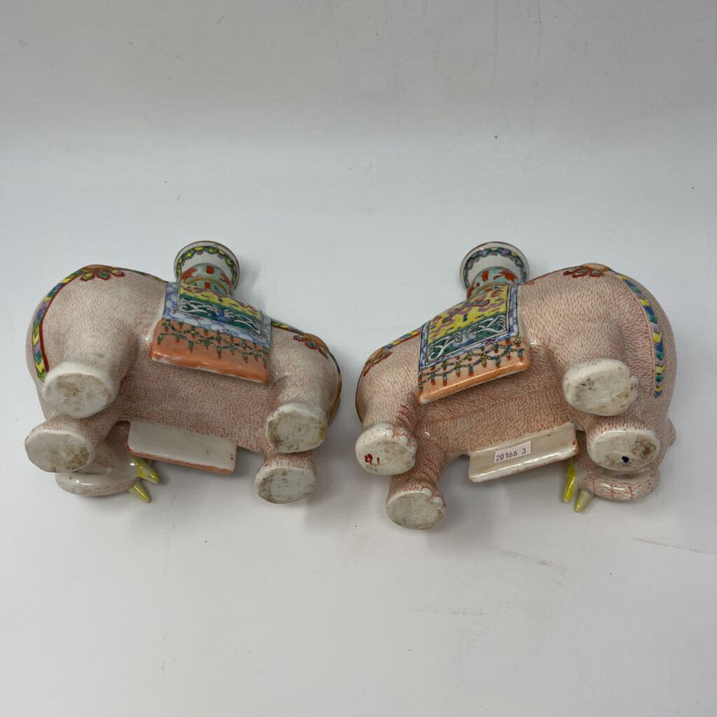Set of 2 Vintage Asian Elephant Candleholders