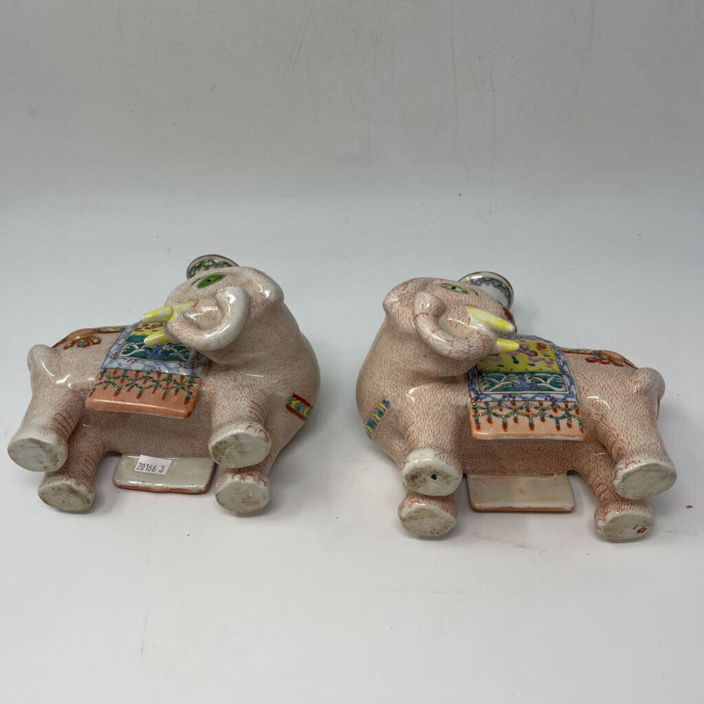 Set of 2 Vintage Asian Elephant Candleholders