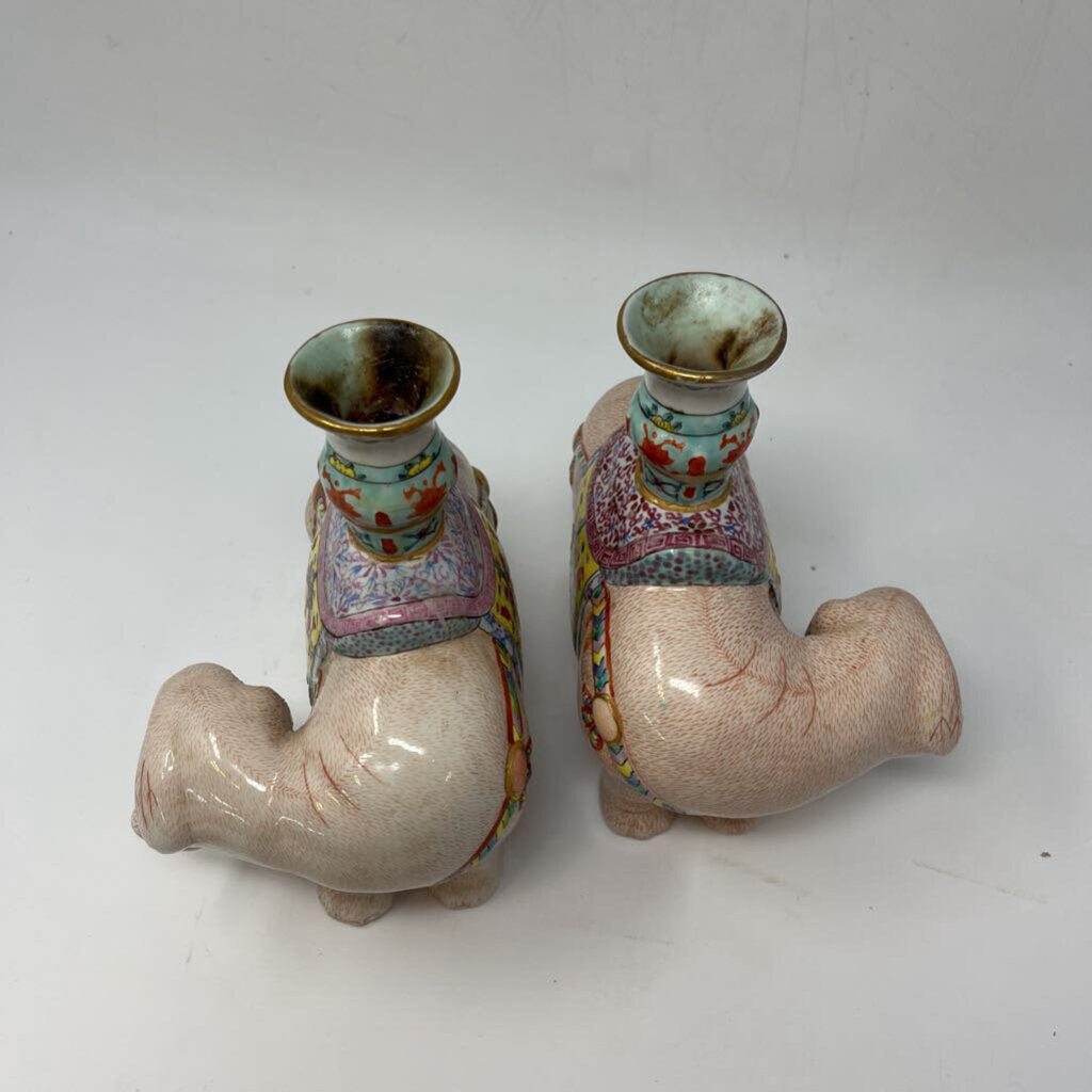 Set of 2 Vintage Asian Elephant Candleholders