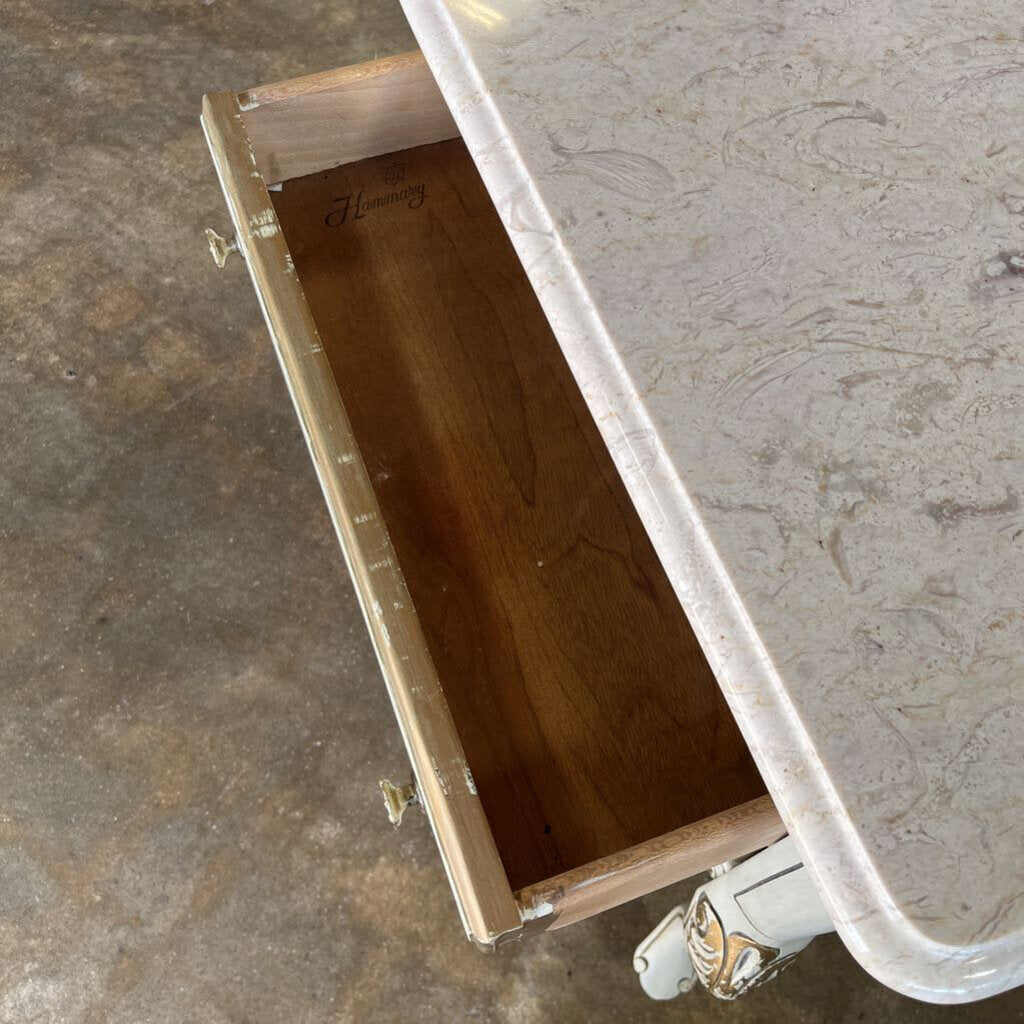 Vintage French Provincial End Table w/ Marble Top 26.520.5x21.5