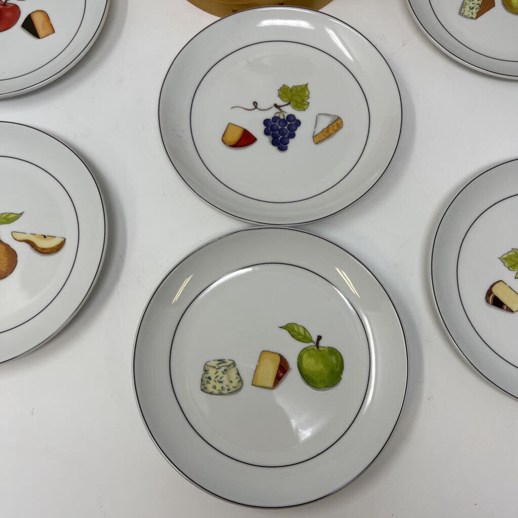 Set of 6 Asst. Fruit Fromage Small Plates in Box