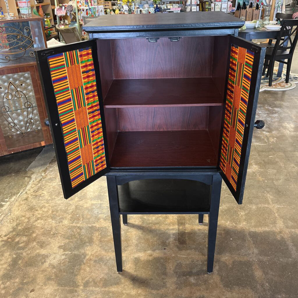 Kente African Fabric Covered Cabinet 21.25x48.25x16.75