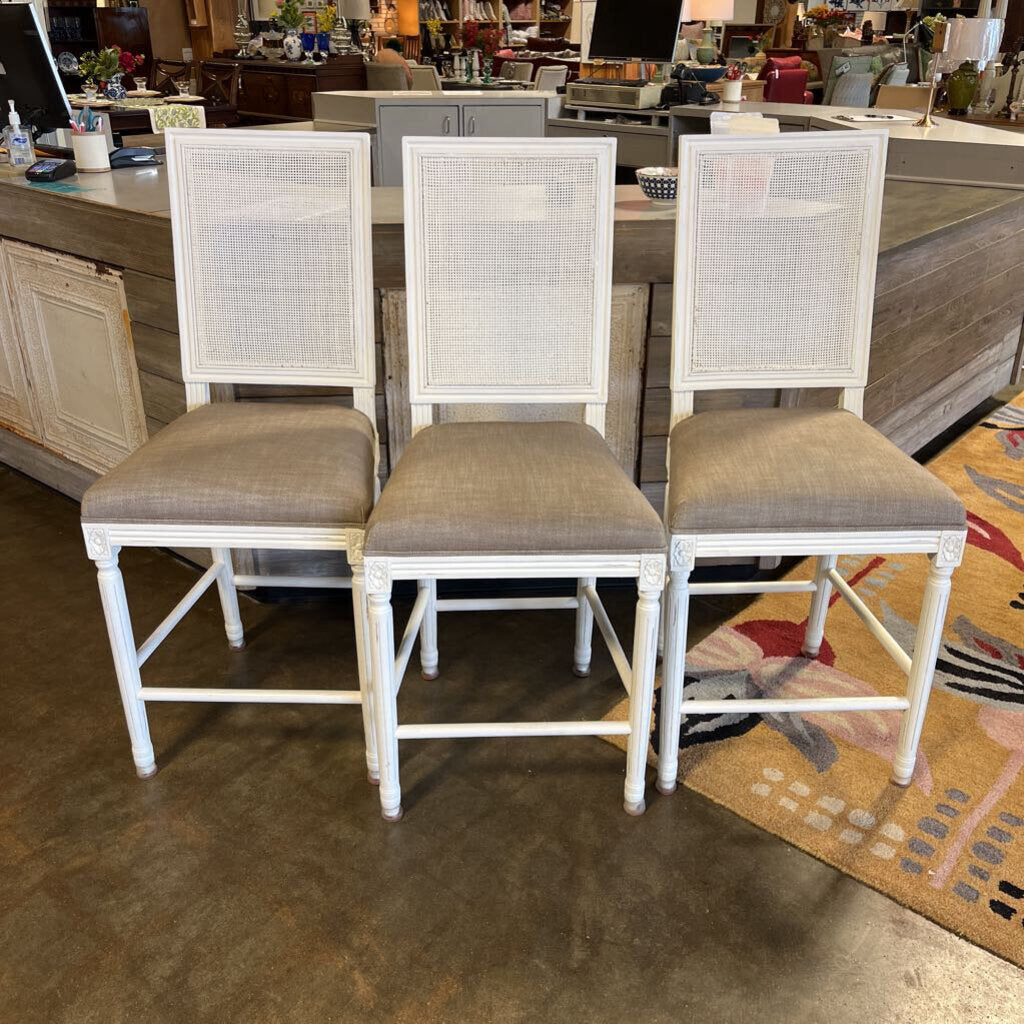 Restoration Hardware Set of 3 Cane Back Barstools