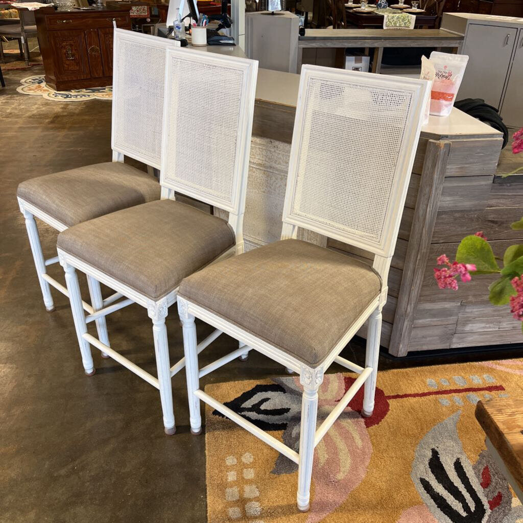 Restoration Hardware Set of 3 Cane Back Barstools