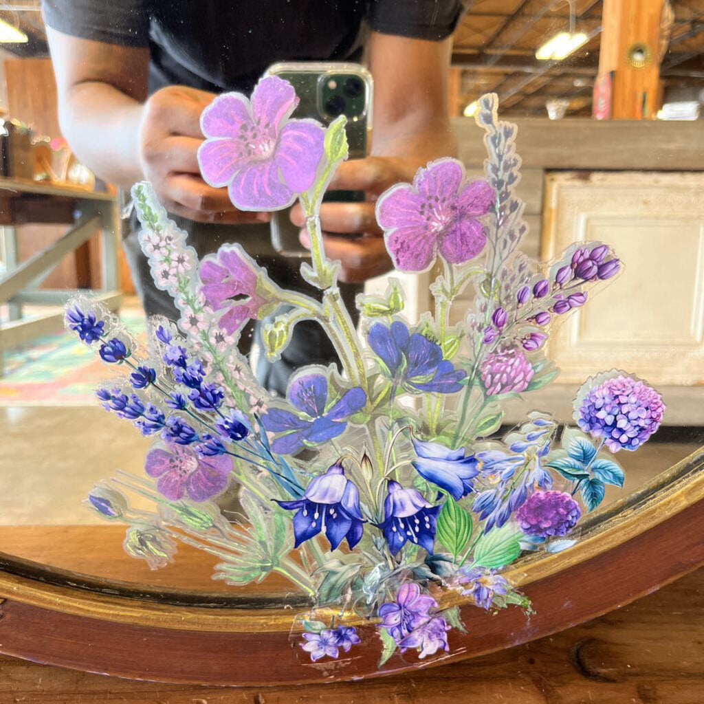 Vintage Round Mirror w/ Floral decoration 26..50