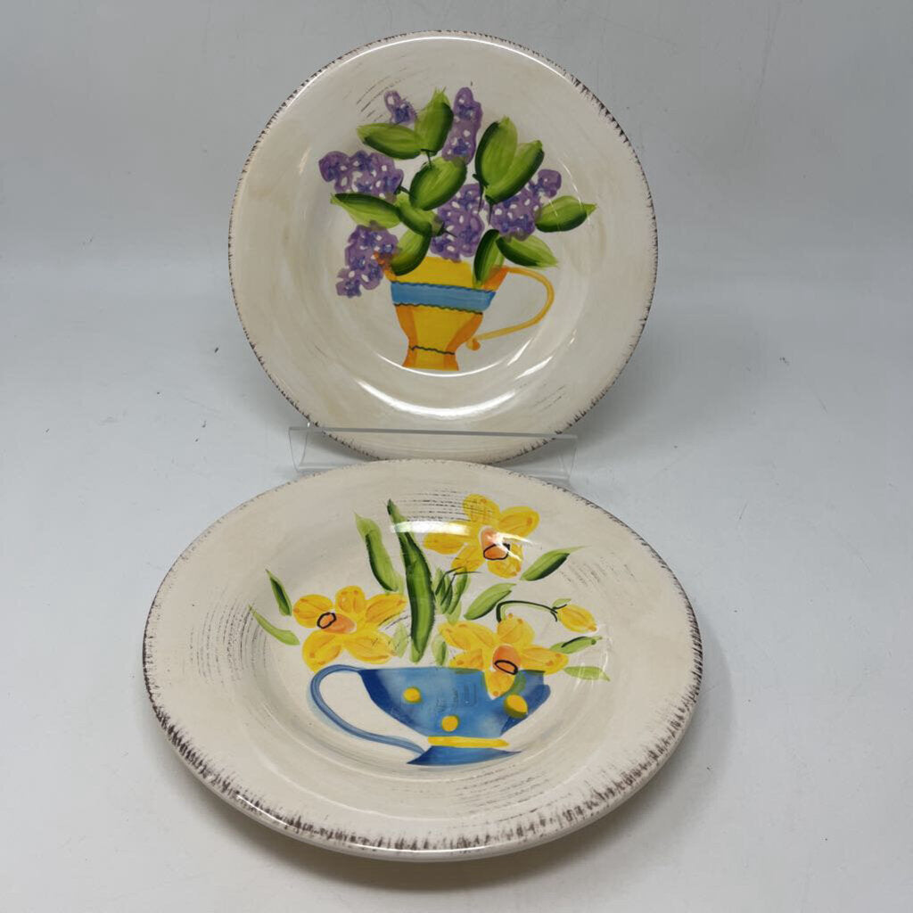 2pc Rainbow Hand Painted Small Plates