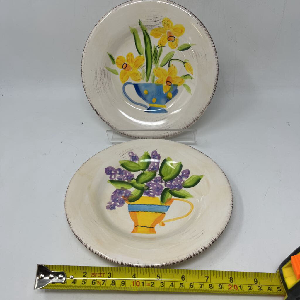 2pc Rainbow Hand Painted Small Plates