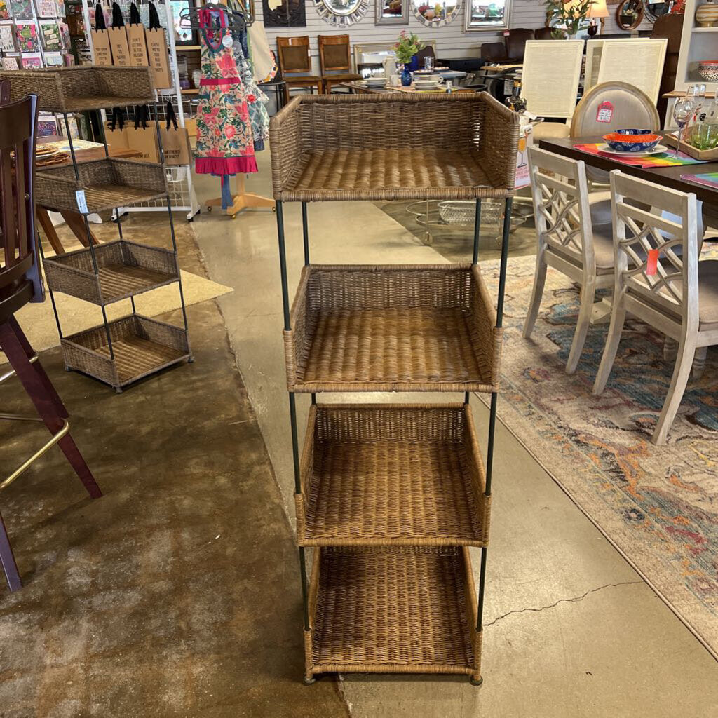 Four Wicker Basket Shelving Unit 15.75 X 15.5 X 48