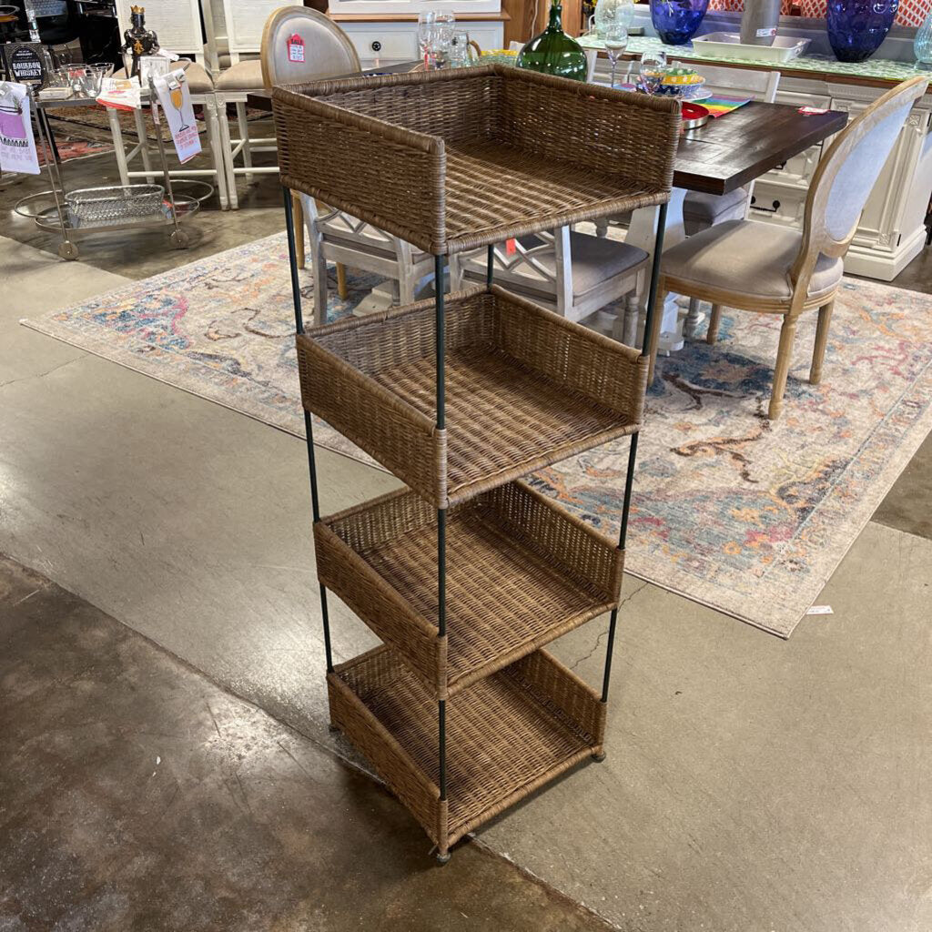 Four Wicker Basket Shelving Unit 15.75 X 15.5 X 48