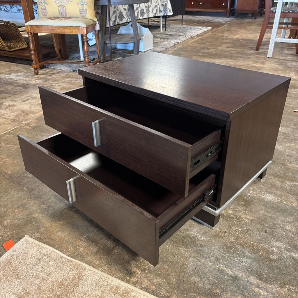 Modern 2 Drawer End Table 27.5x17.5x17.5