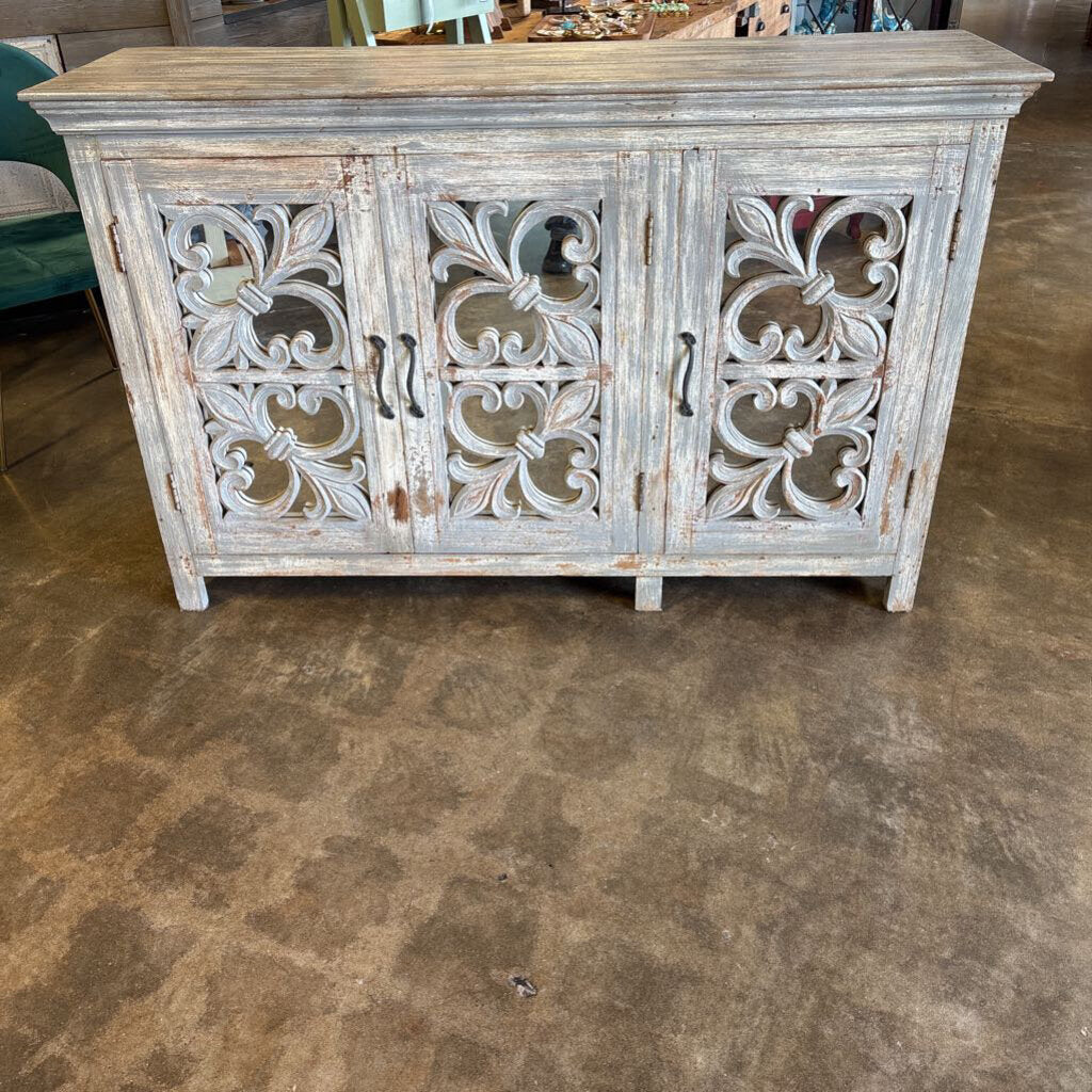 Distressed Mirrored Doors Cabinet 61 X 18 X 38.75