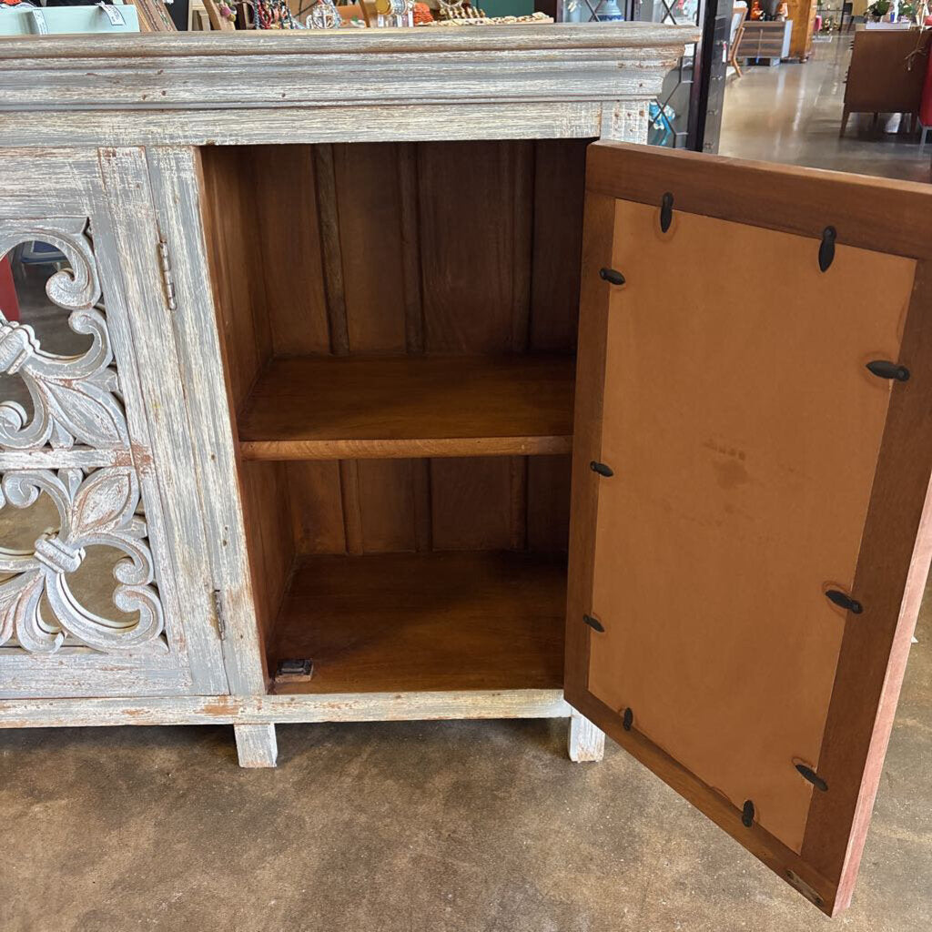 Distressed Mirrored Doors Cabinet 61 X 18 X 38.75
