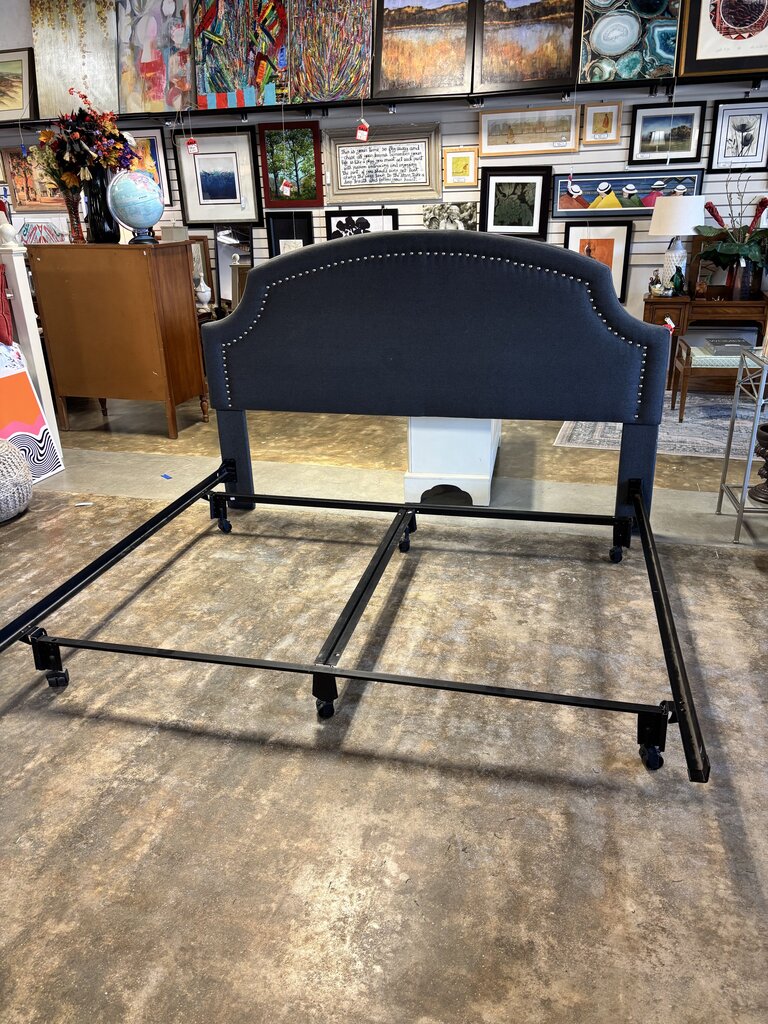 Upholstered Grey King Headboard/ With Frame