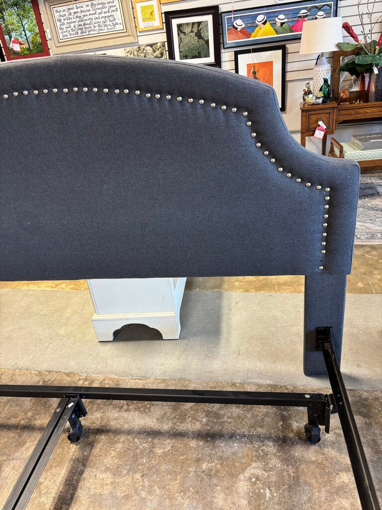 Upholstered Grey King Headboard/ With Frame