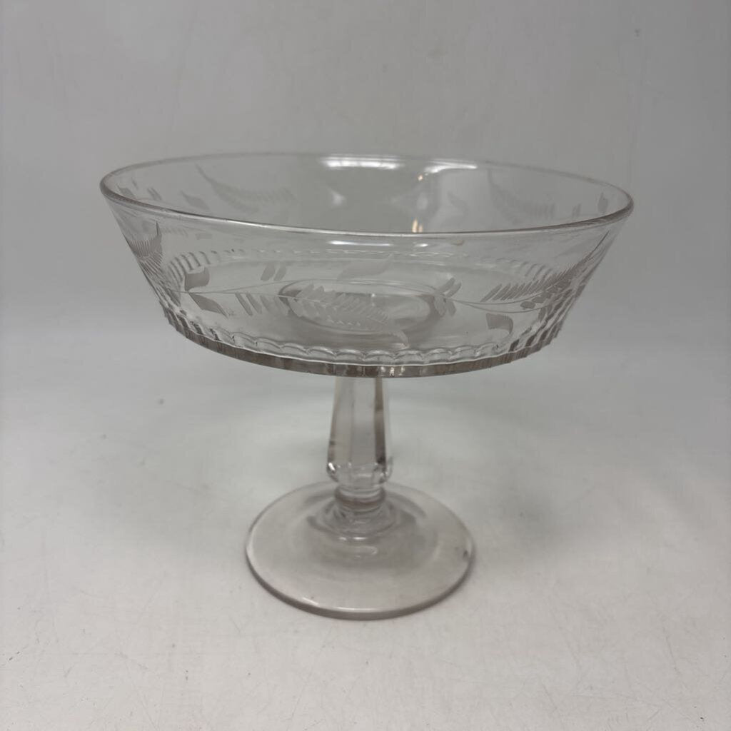 Etched Glass Pedestal Bowl