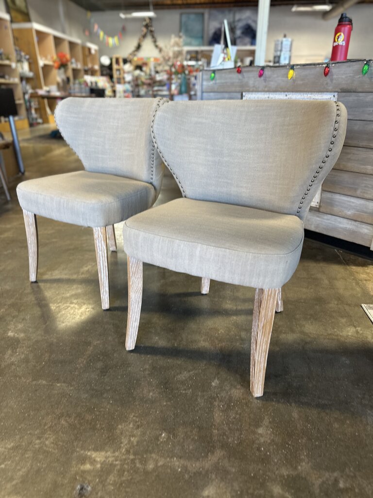 Set 2 Uttermost Isabella Linen Tufted Dining Room Chairs