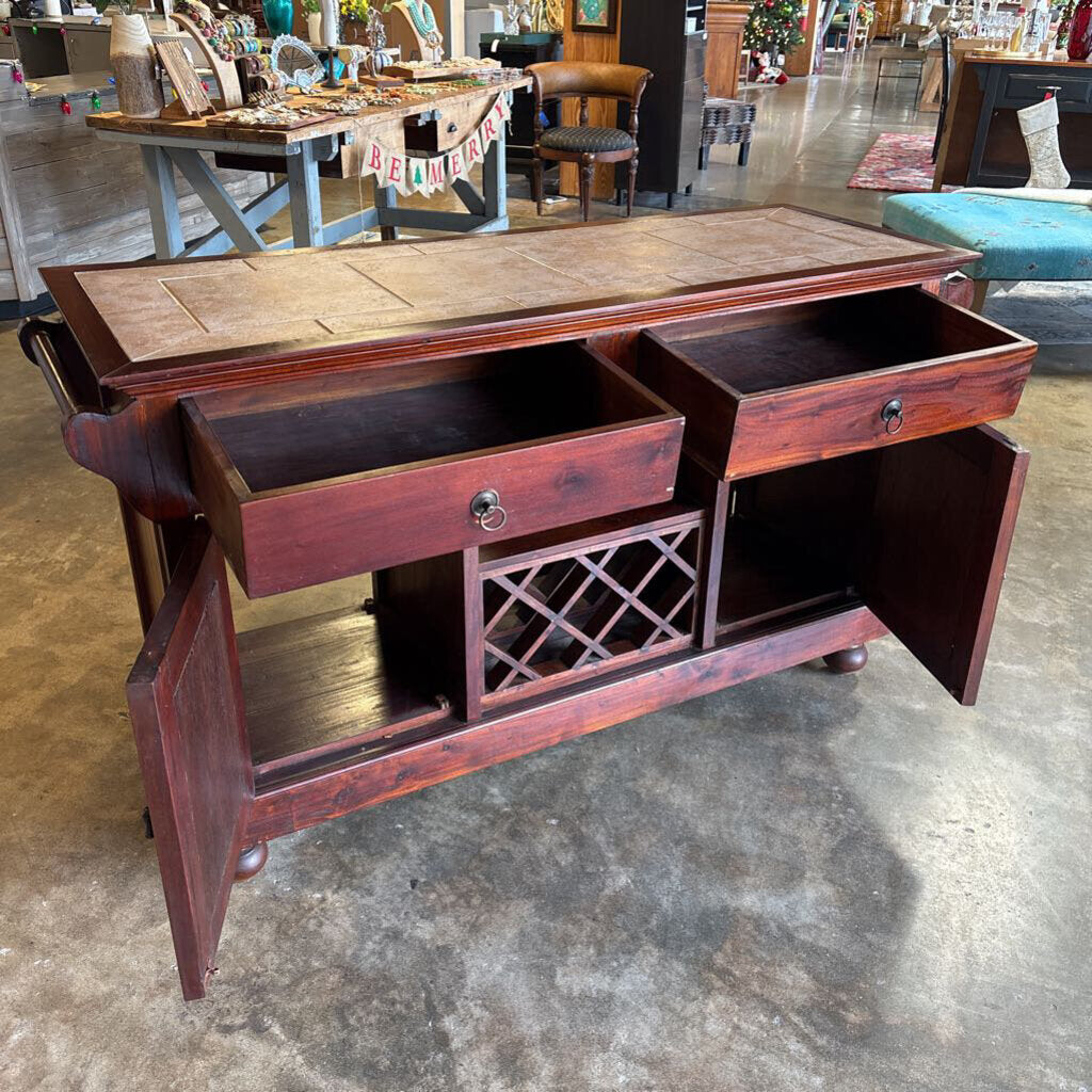Wooden Sideboard with Wine Rack 64 x 22 X 36.5