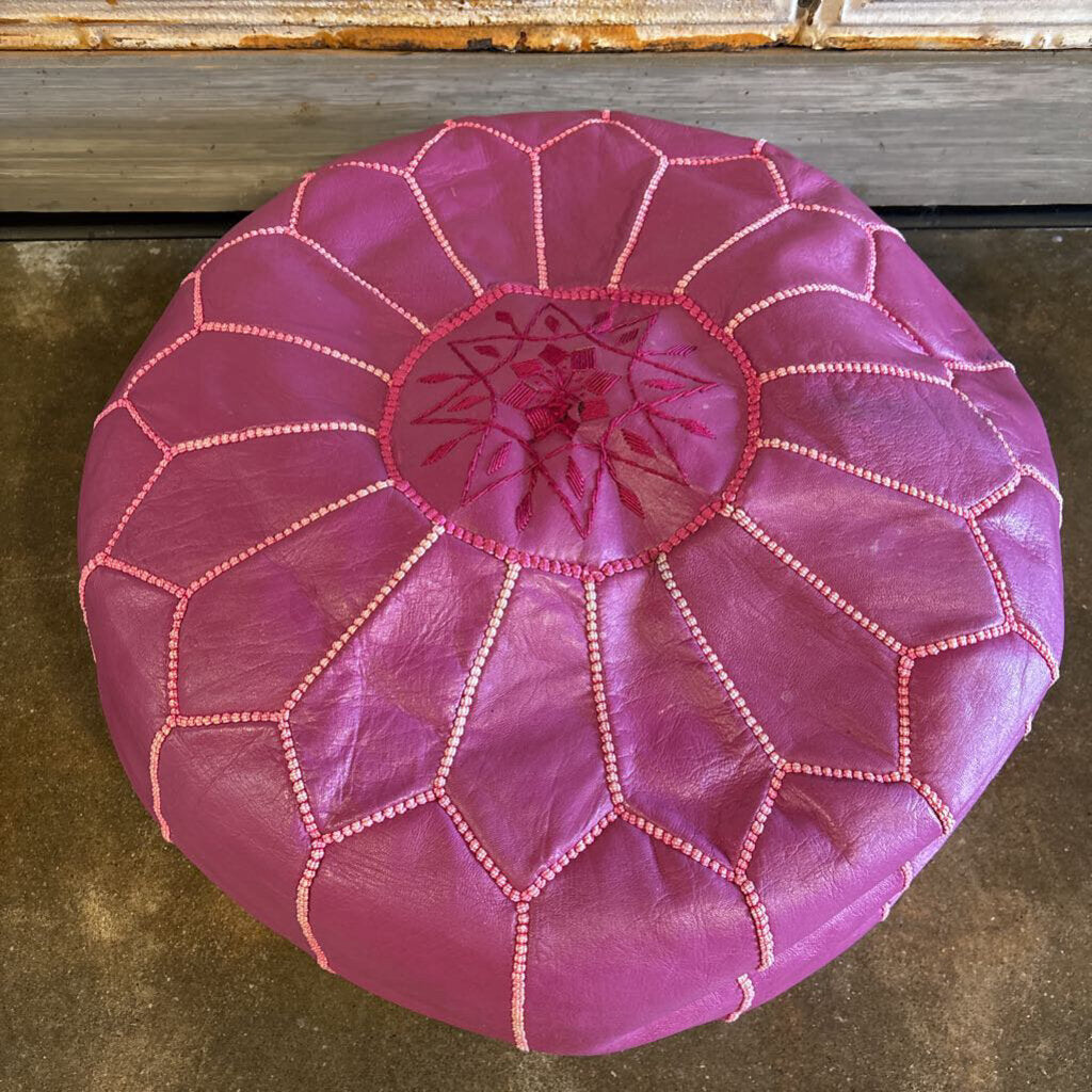 Moroccan Leather Pouf