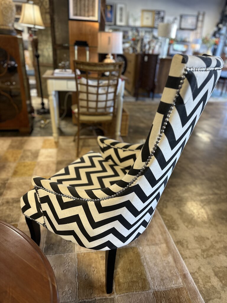 Chevron Print Chair With Upholstery Tacks