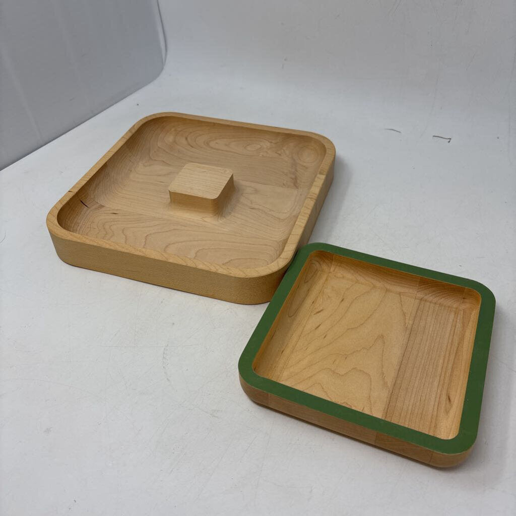 2pc Wood Pistachio Serving Tray 9x9