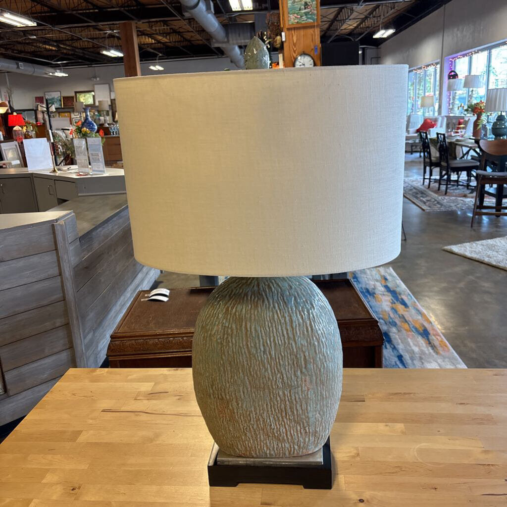 Uttermost Textured Glazed Base Aqua/Tan Lamp