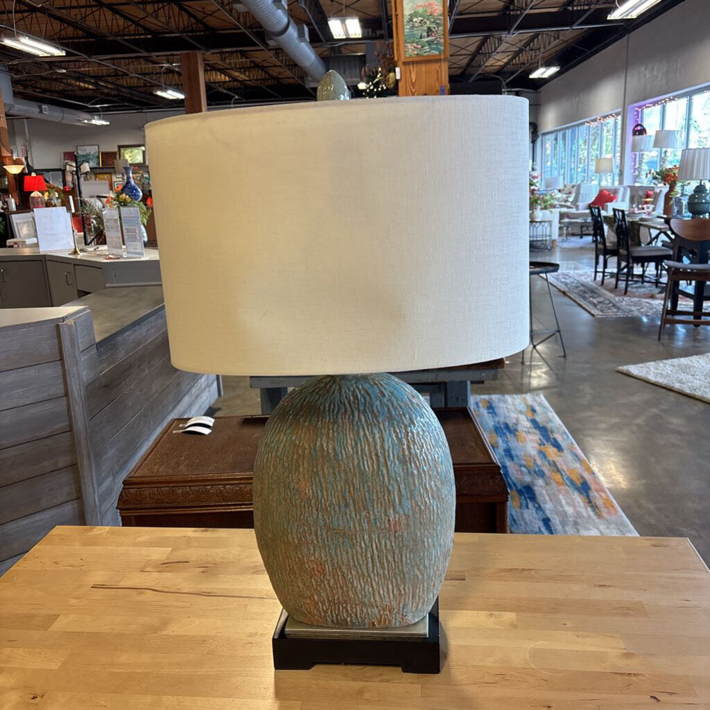 Uttermost Textured Glazed Base Aqua/Tan Lamp