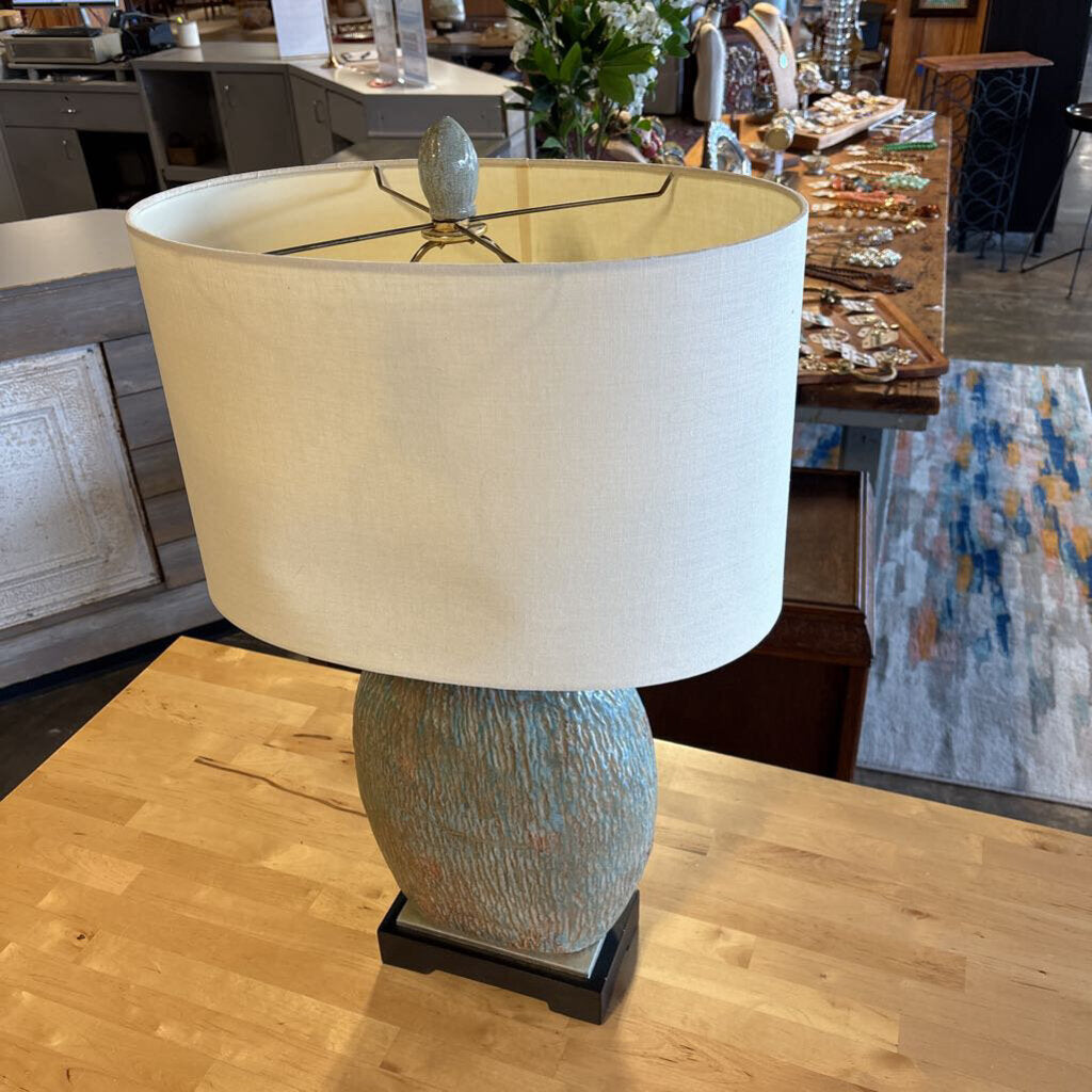 Uttermost Textured Glazed Base Aqua/Tan Lamp