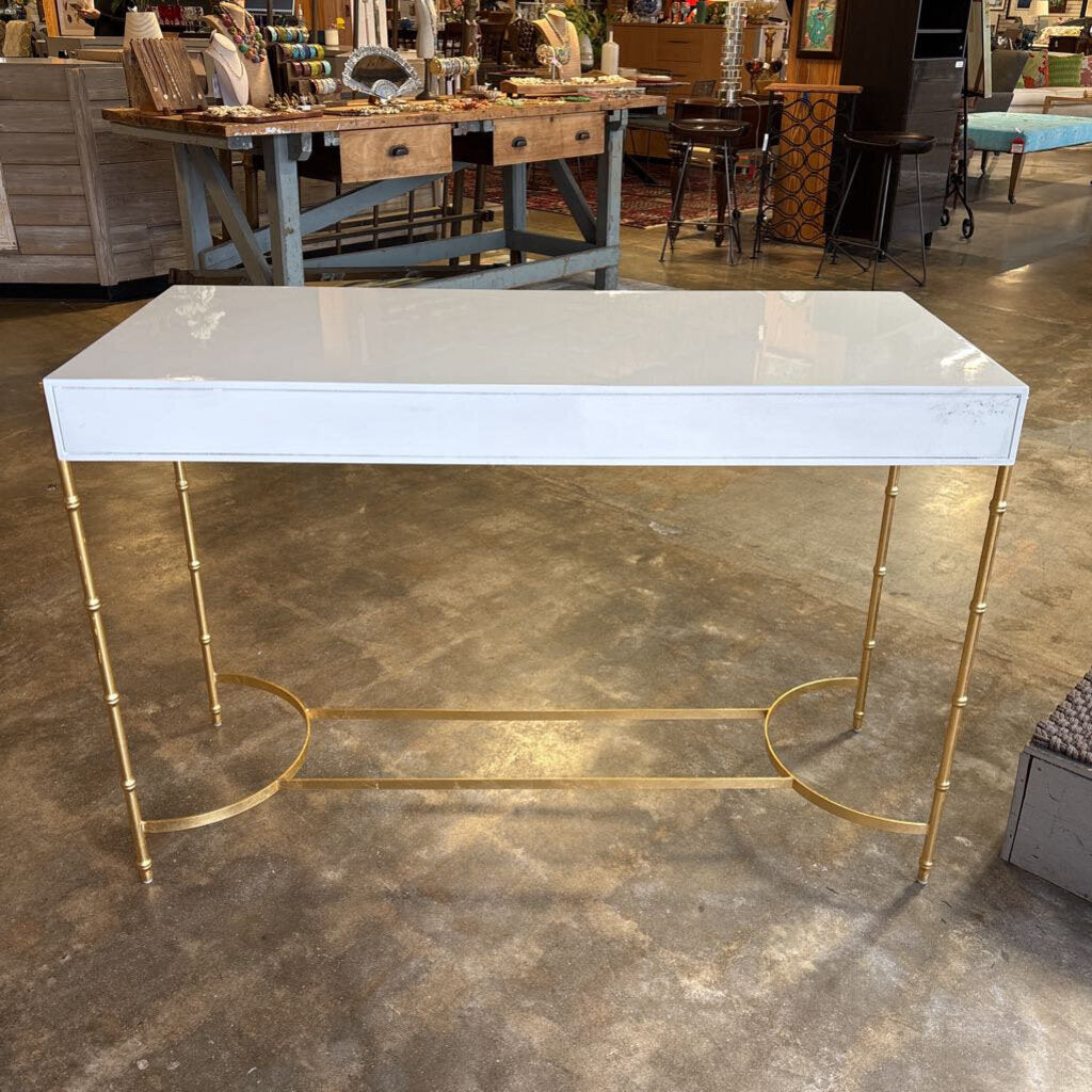 Lacquer Top 2 Drawer Desk 47.5 X 20 X 31.75