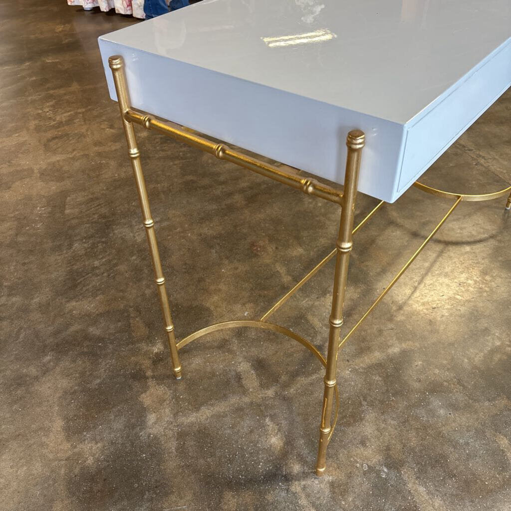 Lacquer Top 2 Drawer Desk 47.5 X 20 X 31.75