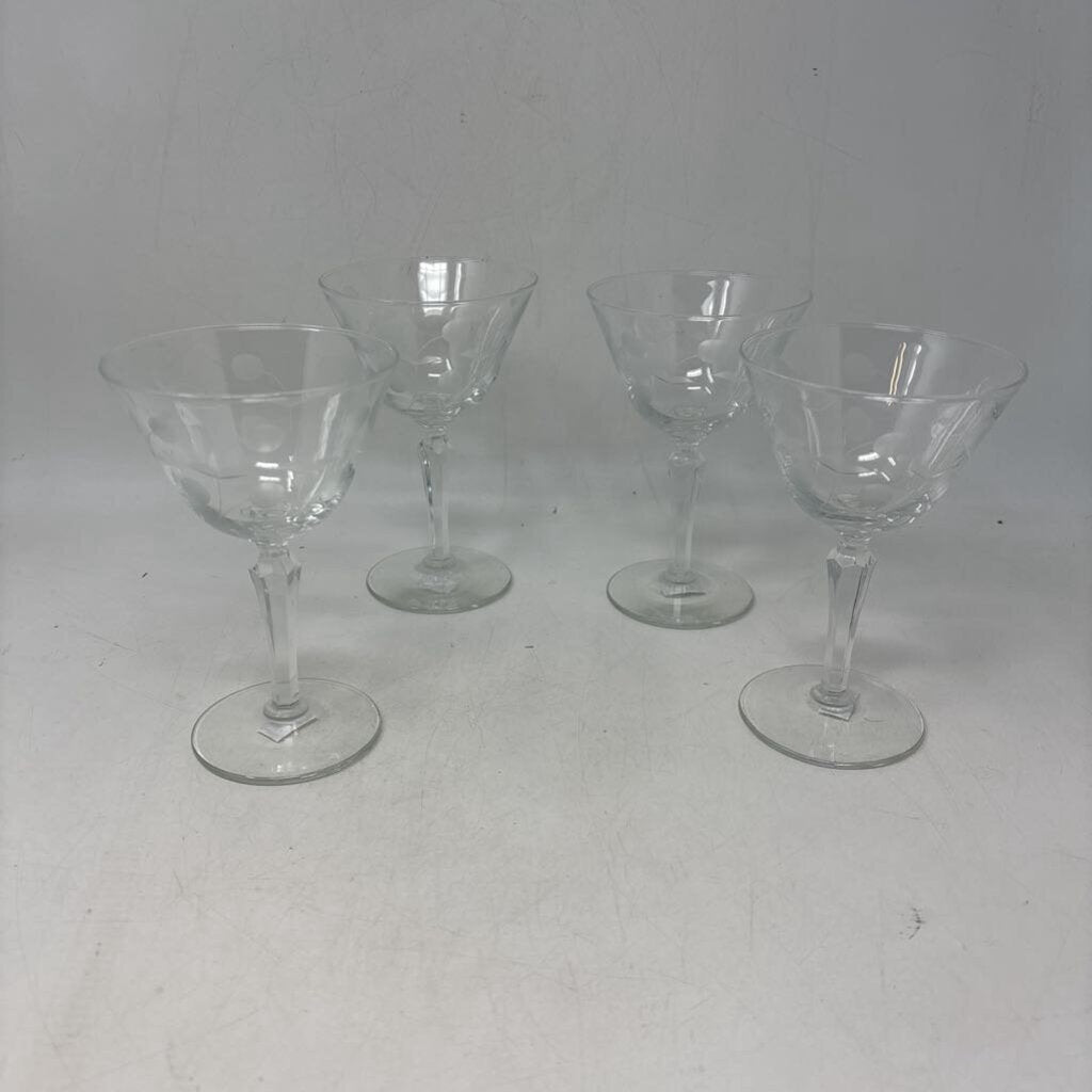 Etched Cocktail Glasses 4 PC
