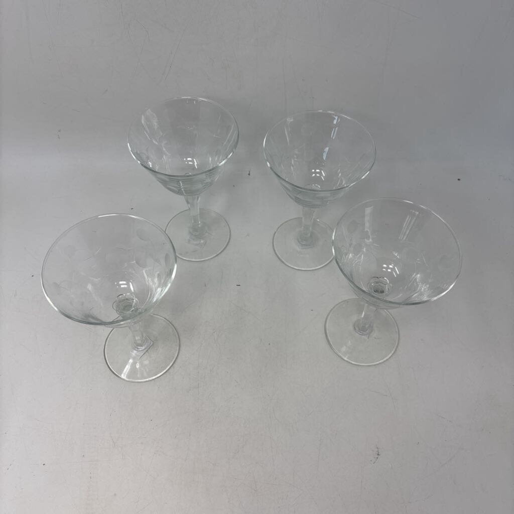 Etched Cocktail Glasses 4 PC