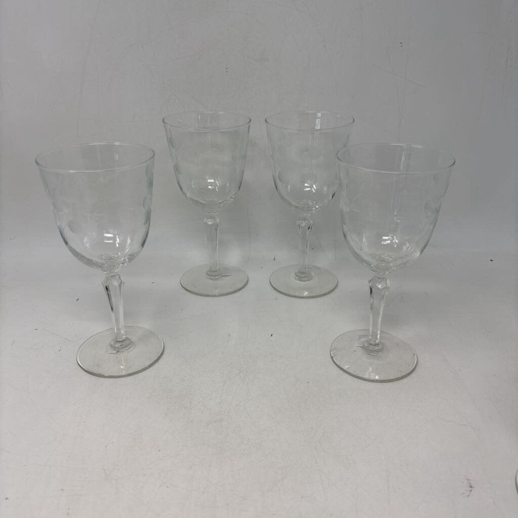 Etched Wine Glasses 4 PC