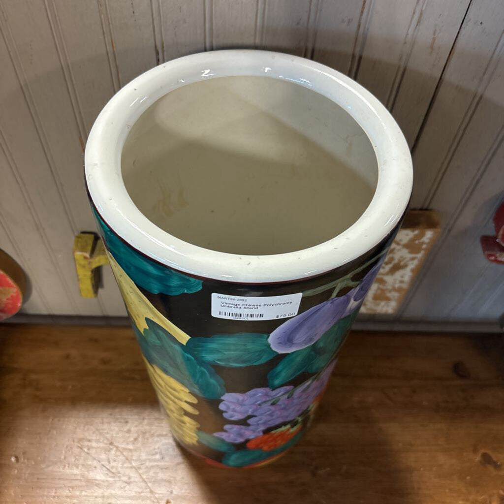 Vintage Chinese Polychrome Umbrella Stand