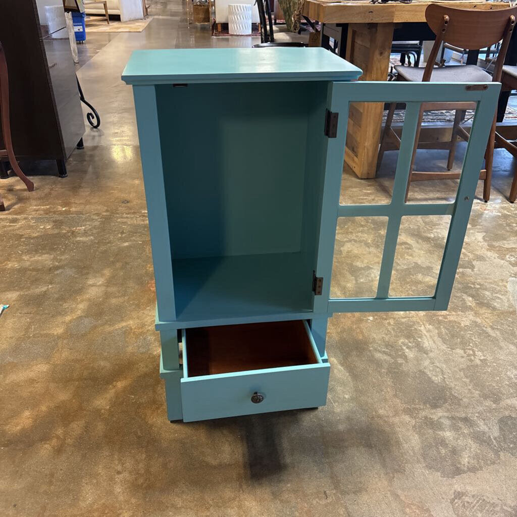 Glass Pane Door 1 Drawer Cabinet 18 X 13 X 36
