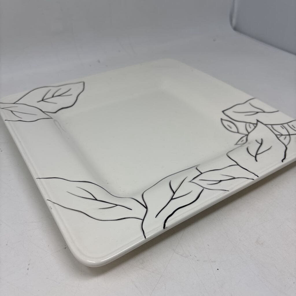 Stoneware Plate w/ Leaves