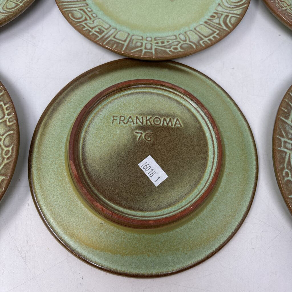 Frankoma Mayan Aztec Plates 6 PC
