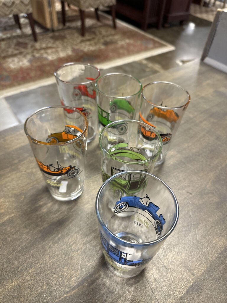 Set 6 Retro Cars Juice Glasses