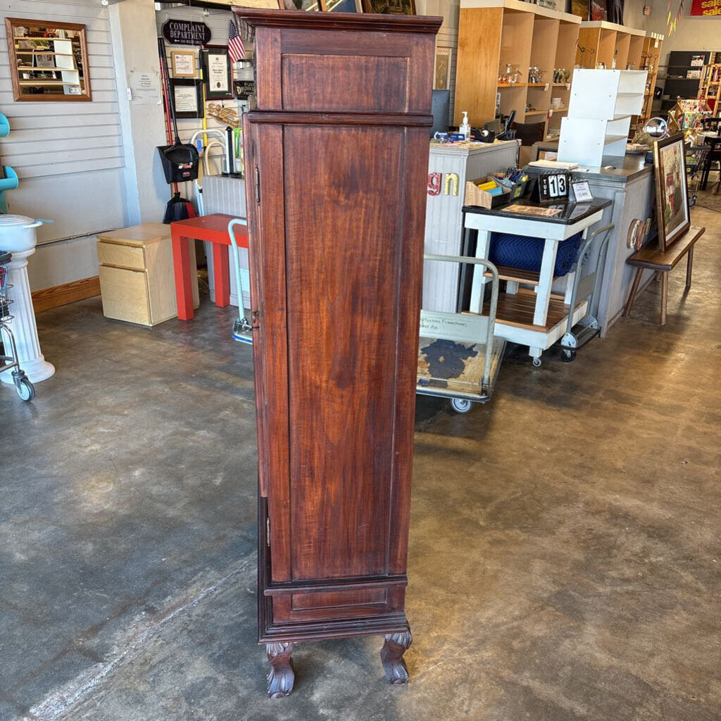 Wooden Glass Door Carved Top Bookcase/Cabinet 38.25 X 16 X 68