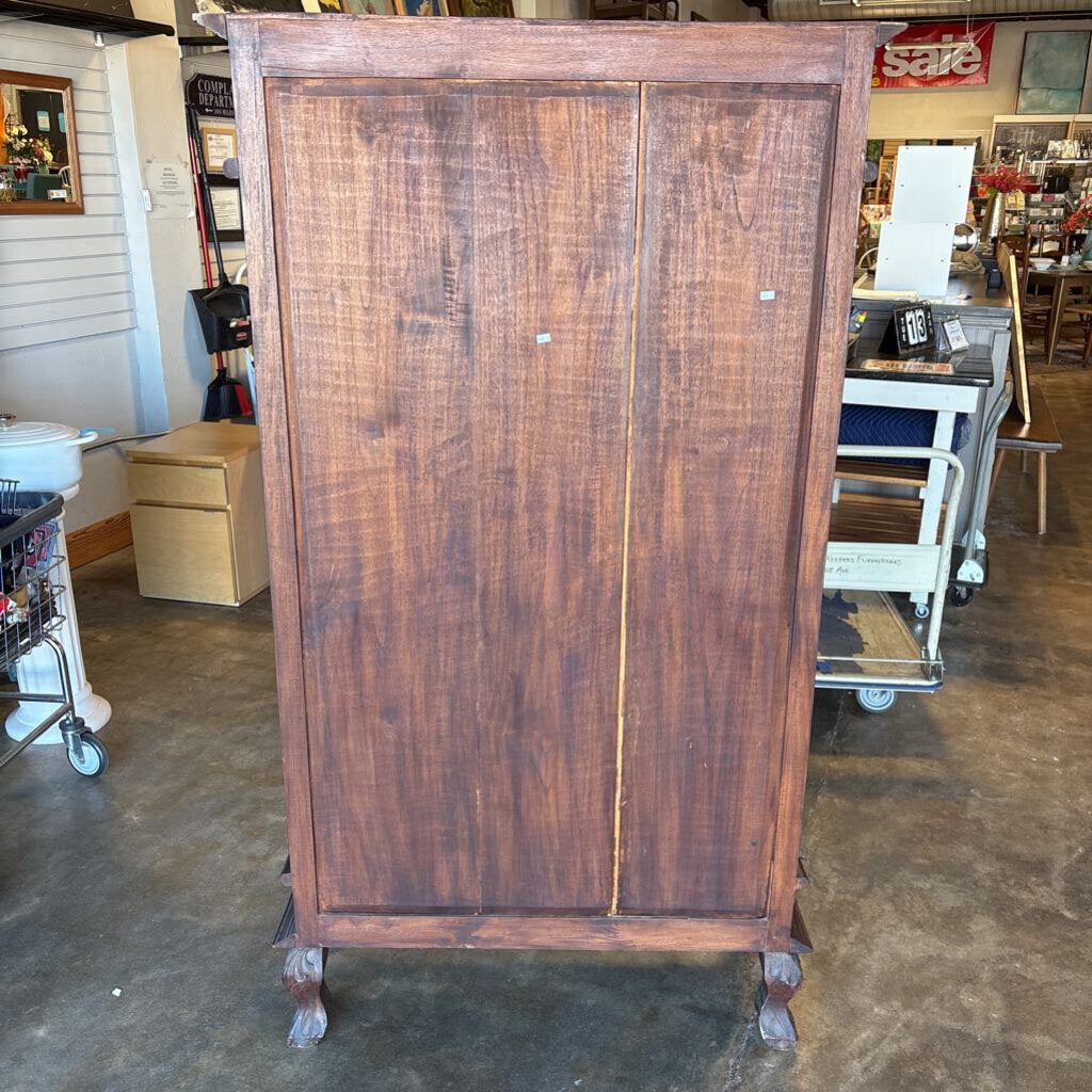Wooden Glass Door Carved Top Bookcase/Cabinet 38.25 X 16 X 68