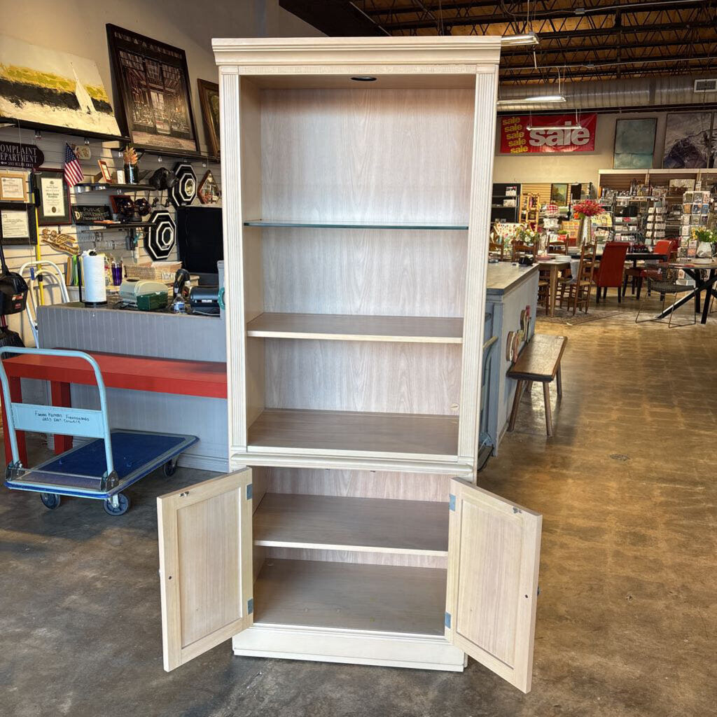 Lighted Bookcase With Doors 32 X 19.5 X 78.25