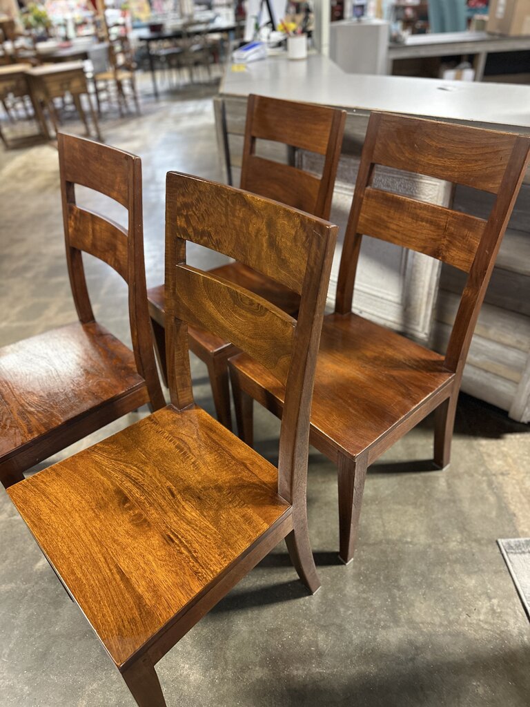 Set 4 Side Basque Solid Wood Dining Chairs