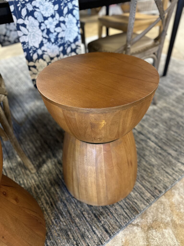 Wooden Drum Accent Table 16H x 22D