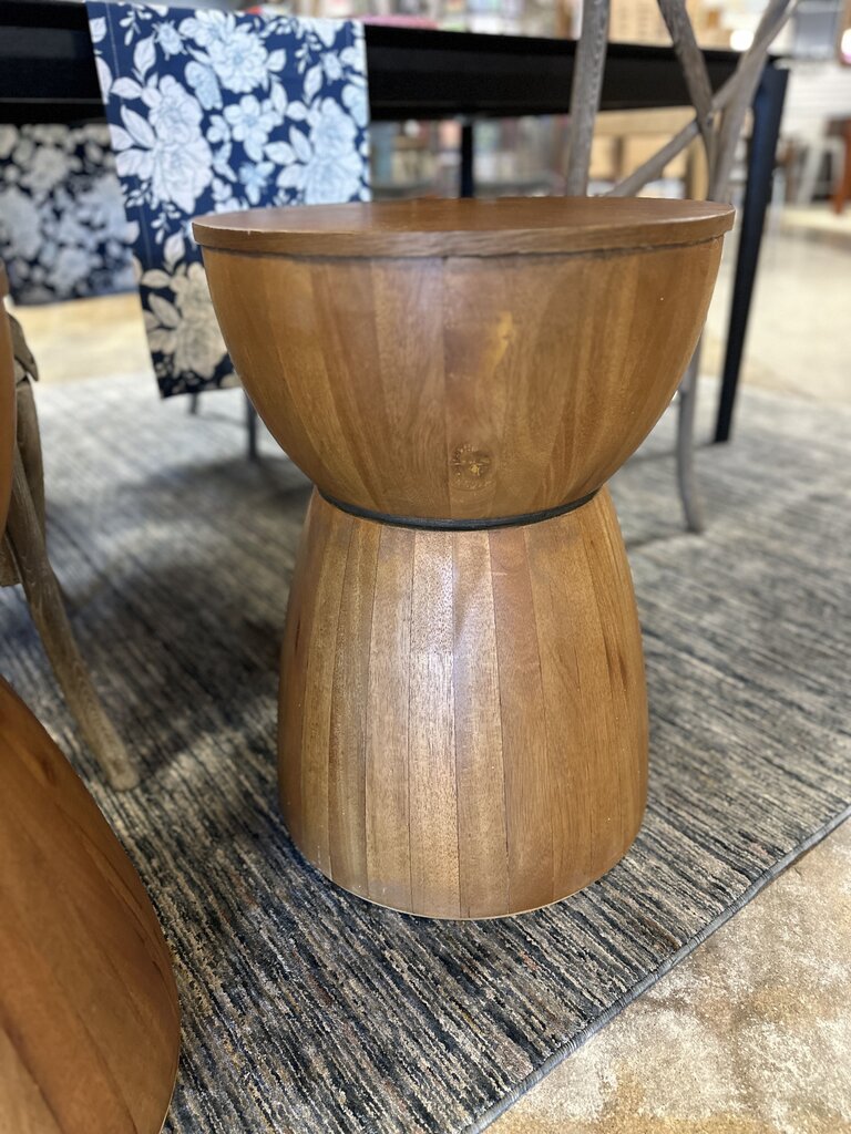 Wooden Drum Accent Table 16H x 22D