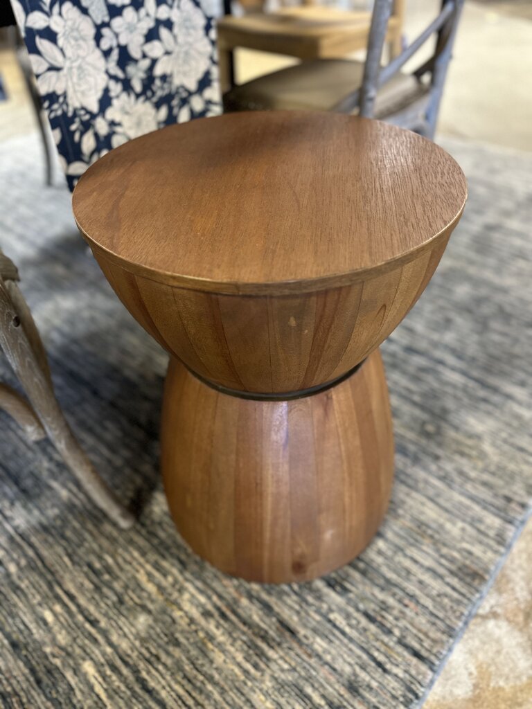 Wooden Drum Accent Table 16H x 22DH