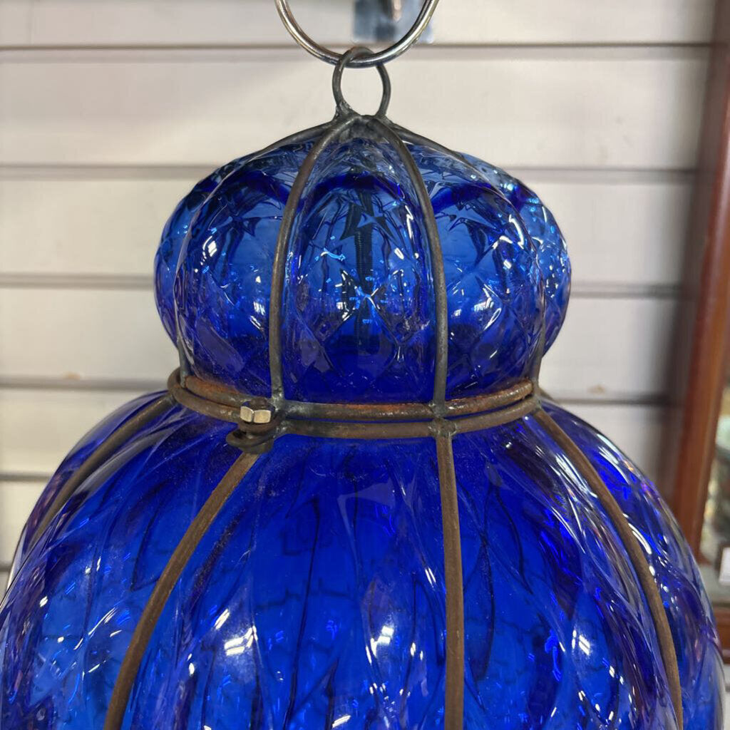 Vintage Glass Caged Pendant Light/Suncatcher