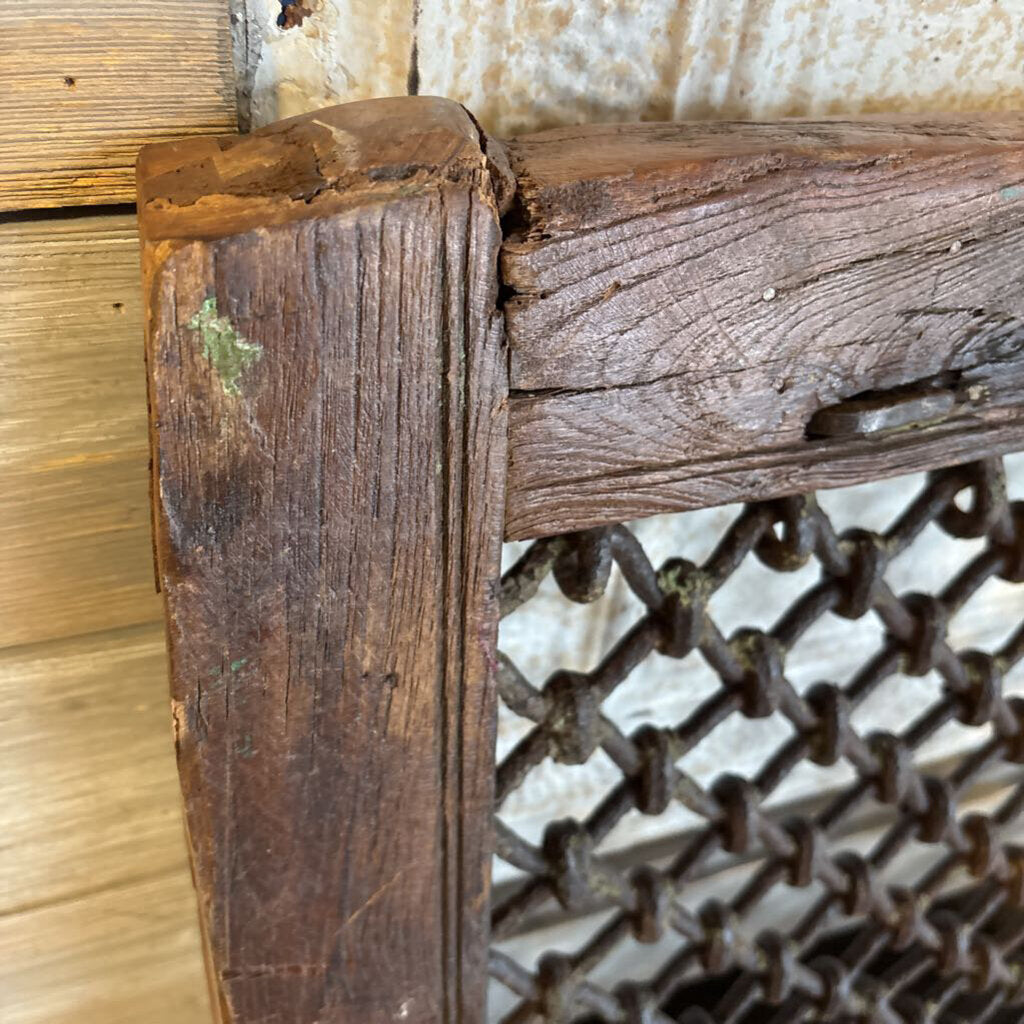 Vintage Wood/Metal Window Panel 27.25 X 24
