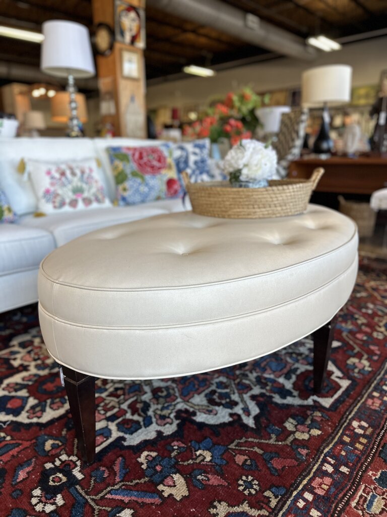 Oval Performance Vinyl Ottoman