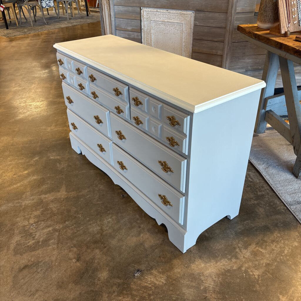 Painted 7 Drawer Dresser 52 X 17 x 31.25